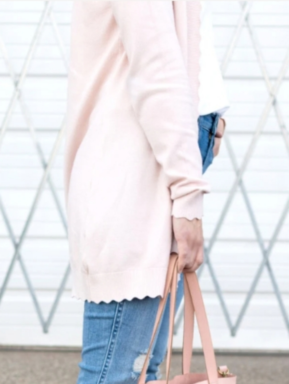 Scalloped Edge Open-Front Blush Cardigan - Picture 10 of 13